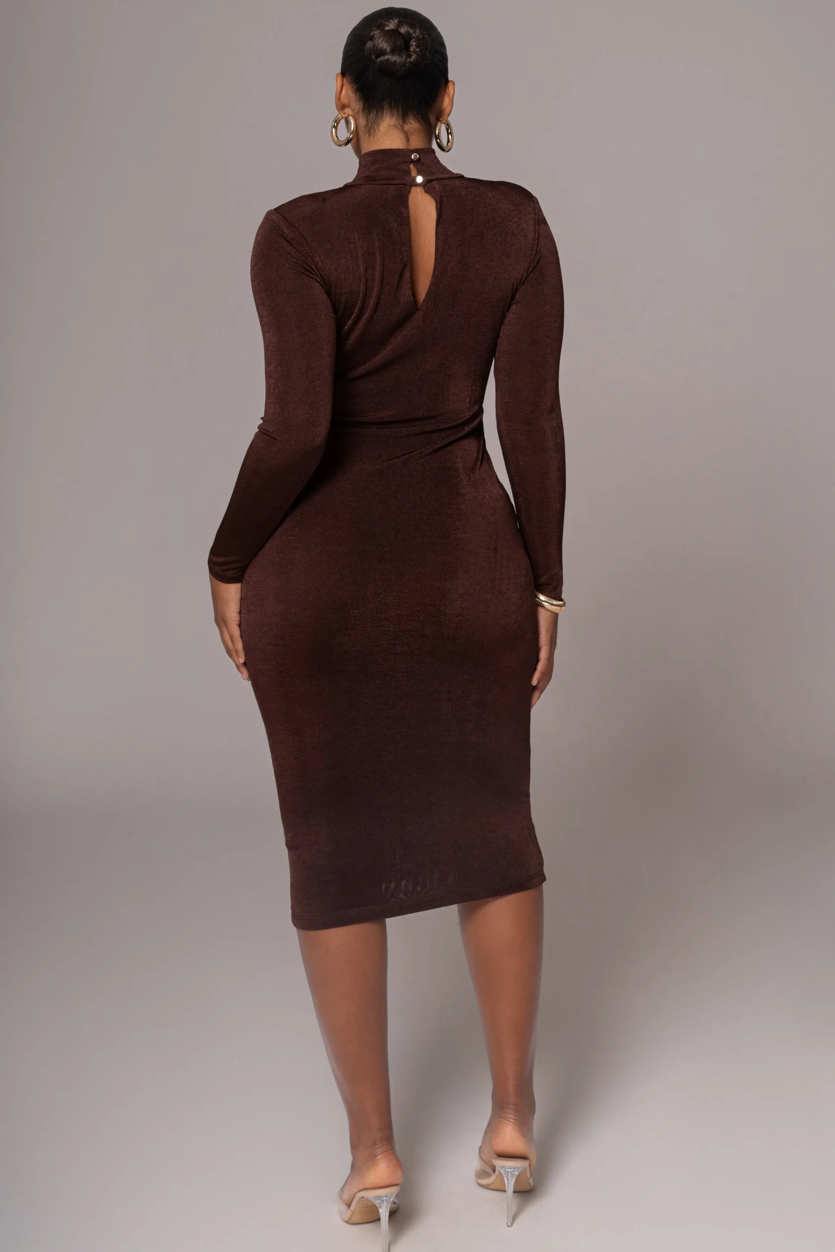 JLUXLABEL Chocolate Kara Mock Neck Dress