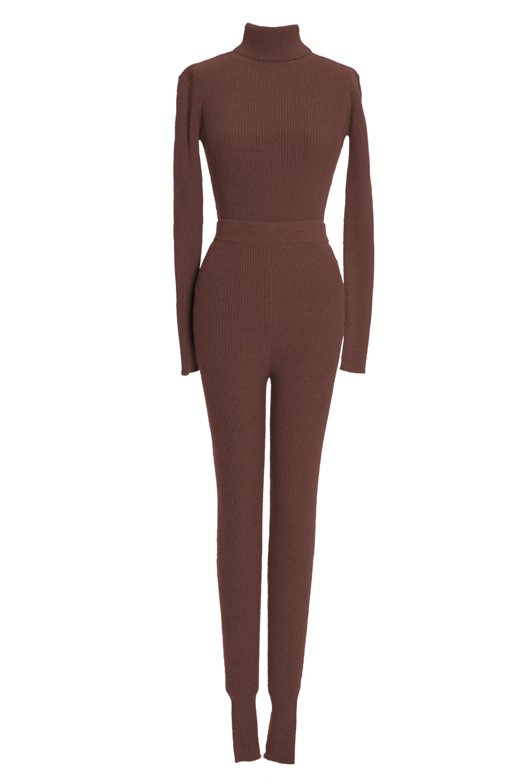 JLUXLABEL Chocolate Naaya Ribbed Leggings