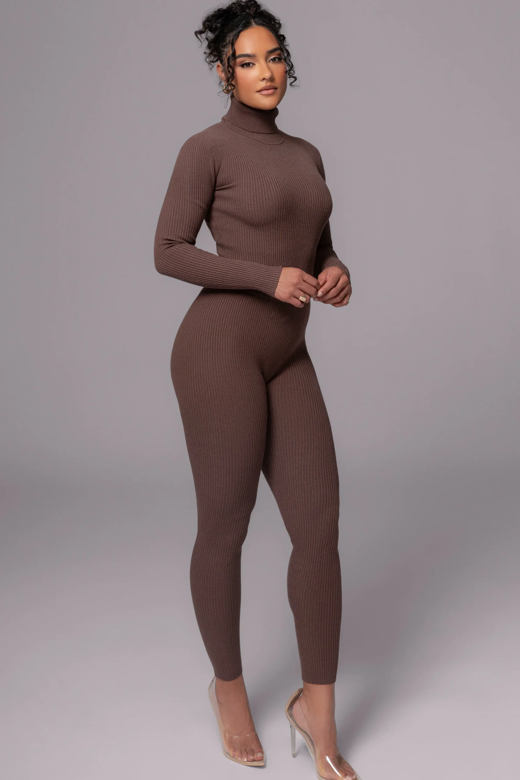 JLUXLABEL Chocolate Naaya Ribbed Leggings