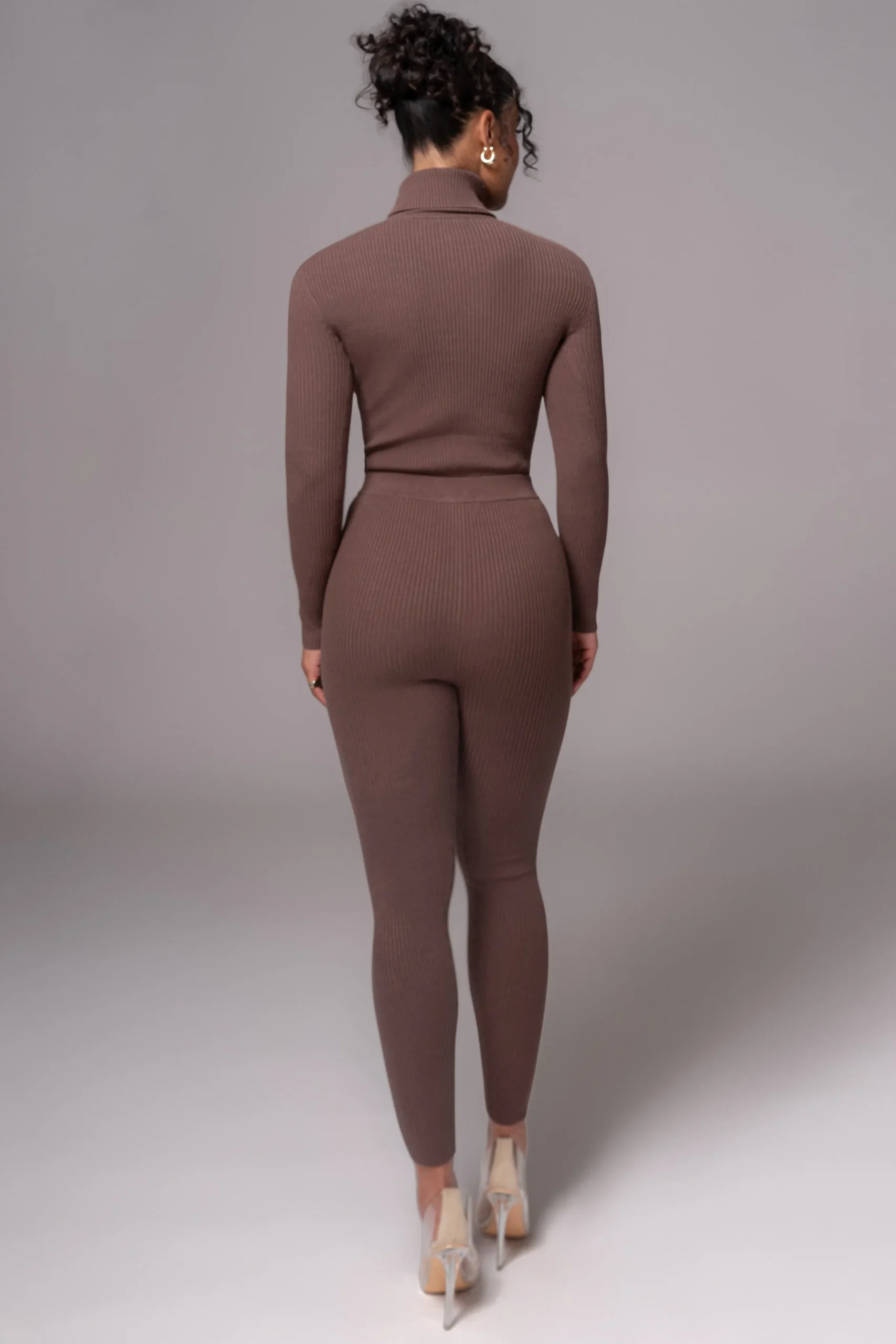 JLUXLABEL Chocolate Naaya Ribbed Leggings