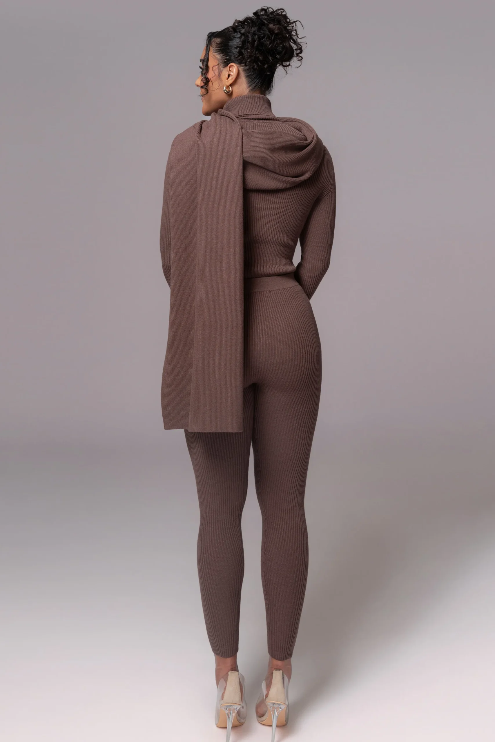JLUXLABEL Chocolate Naaya Ribbed Leggings