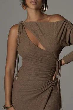 JLUXLABEL Chocolate Odelia Crinkled Maxi Dress