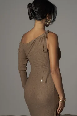 JLUXLABEL Chocolate Odelia Crinkled Maxi Dress