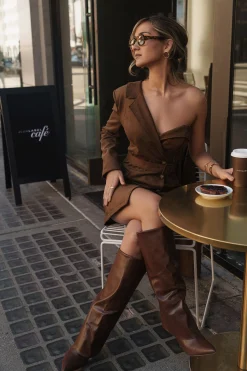 JLUXLABEL Chocolate Passage Faux Leather Boots