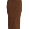 JLUXLABEL Chocolate Phoenix Suede Skirt