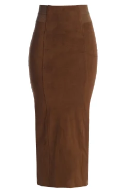 JLUXLABEL Chocolate Phoenix Suede Skirt