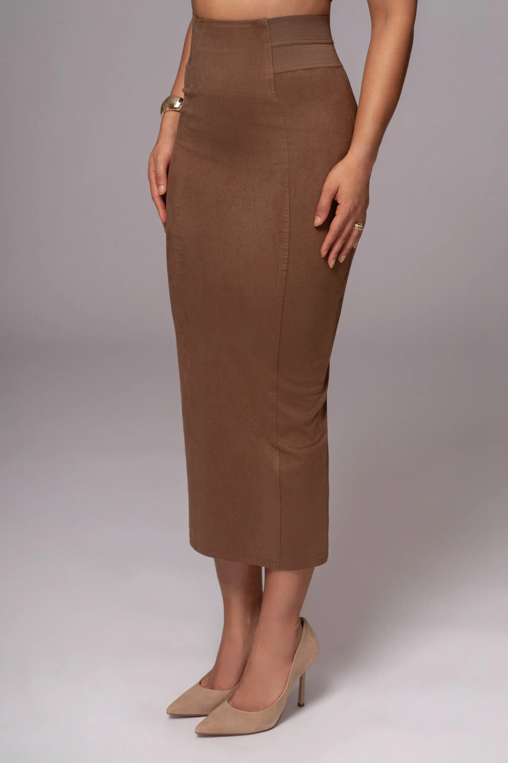 JLUXLABEL Chocolate Phoenix Suede Skirt