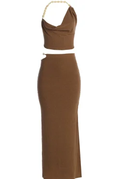 JLUXLABEL Chocolate Skye Knit Skirt Set