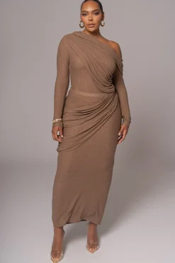 JLUXLABEL Chocolate Textured One Shoulder Bodysuit