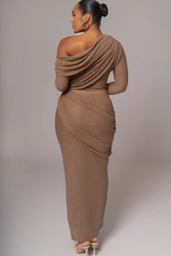 JLUXLABEL Chocolate Textured One Shoulder Bodysuit