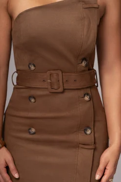 JLUXLABEL Chocolate Xena Suede Maxi Dress