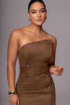 JLUXLABEL Chocolate Xena Suede Maxi Dress