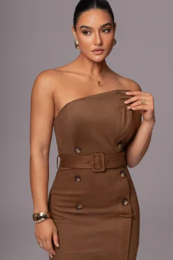 JLUXLABEL Chocolate Xena Suede Maxi Dress