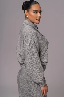JLUXLABEL Classic Herringbone Bomber Jacket