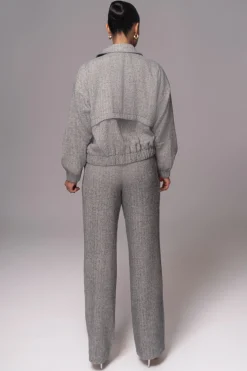 JLUXLABEL Classic Herringbone Bomber Jacket