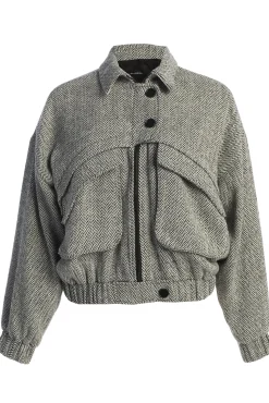 JLUXLABEL Classic Herringbone Bomber Jacket