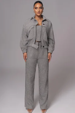JLUXLABEL Classic Herringbone Bomber Jacket