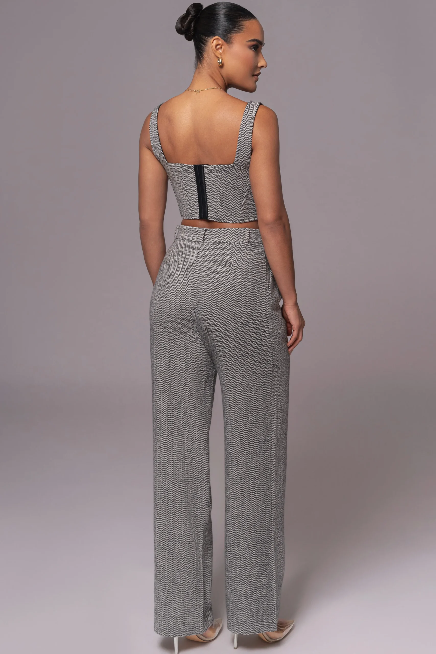 JLUXLABEL Classic Herringbone Corset Top