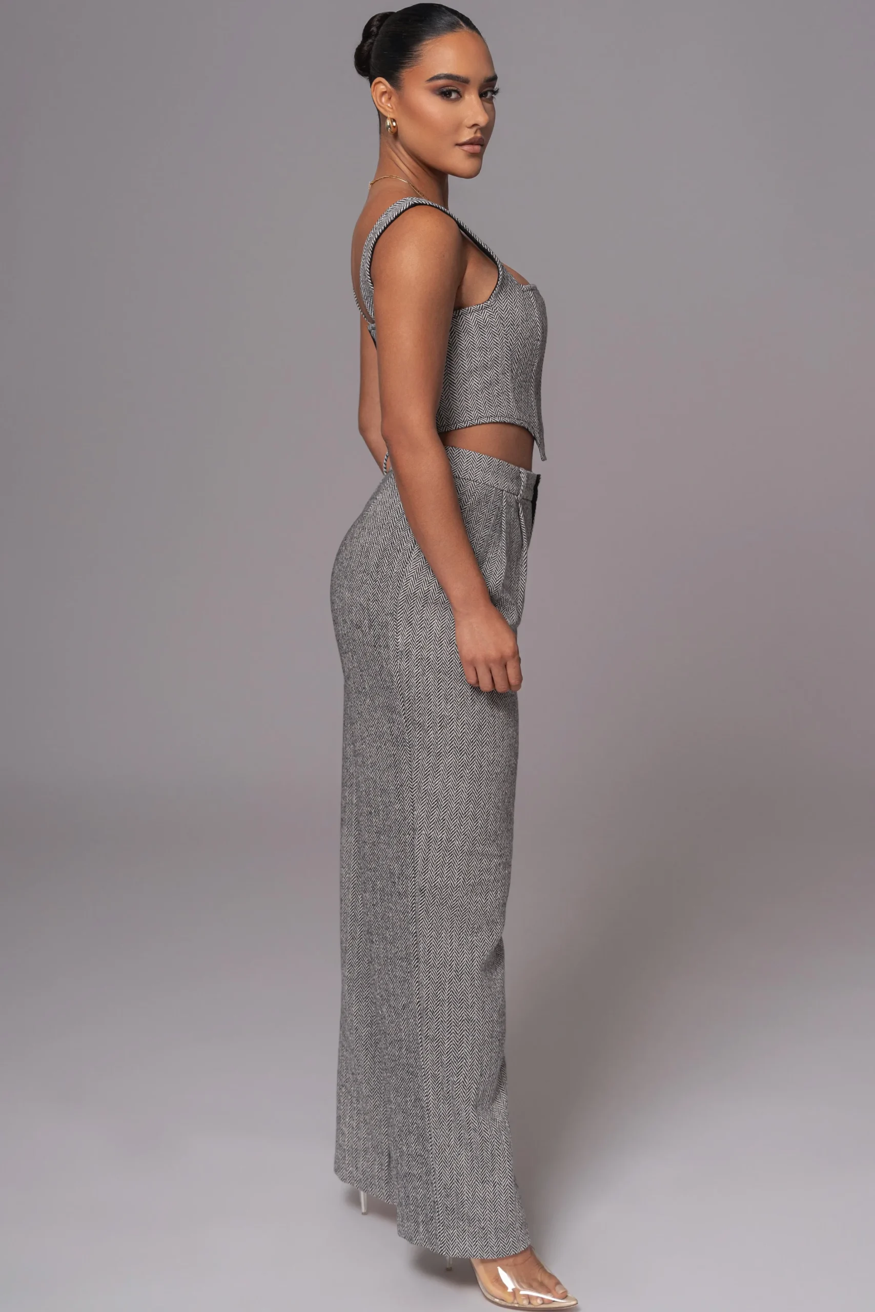 JLUXLABEL Classic Herringbone Corset Top