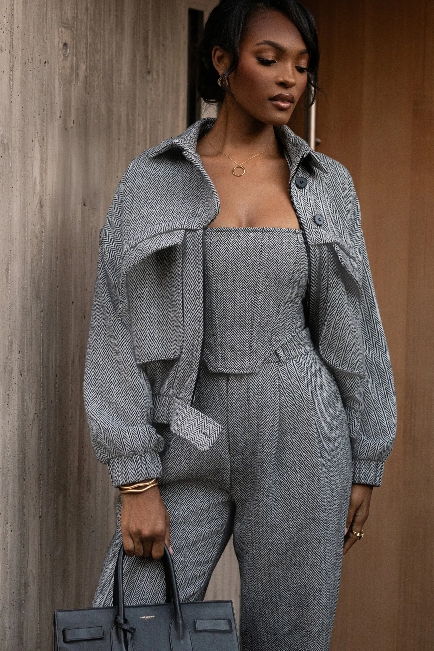 JLUXLABEL Classic Herringbone Trousers