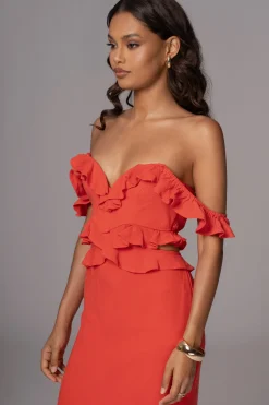 JLUXLABEL Coral Brighter Days Linen Maxi Dress