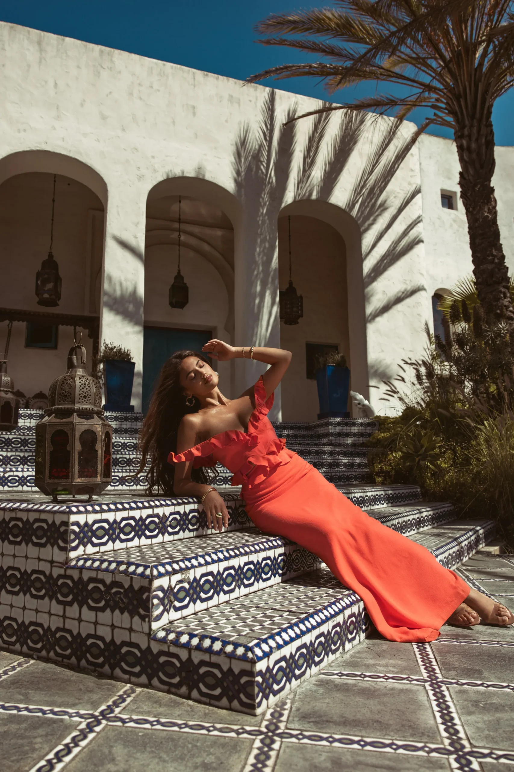 JLUXLABEL Coral Brighter Days Linen Maxi Dress