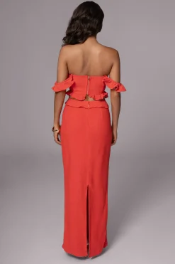 JLUXLABEL Coral Brighter Days Linen Maxi Dress