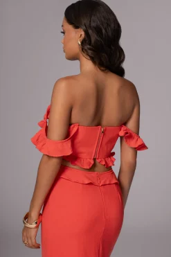JLUXLABEL Coral Brighter Days Linen Maxi Dress