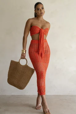 JLUXLABEL Coral Caribbean Skies Skirt Set