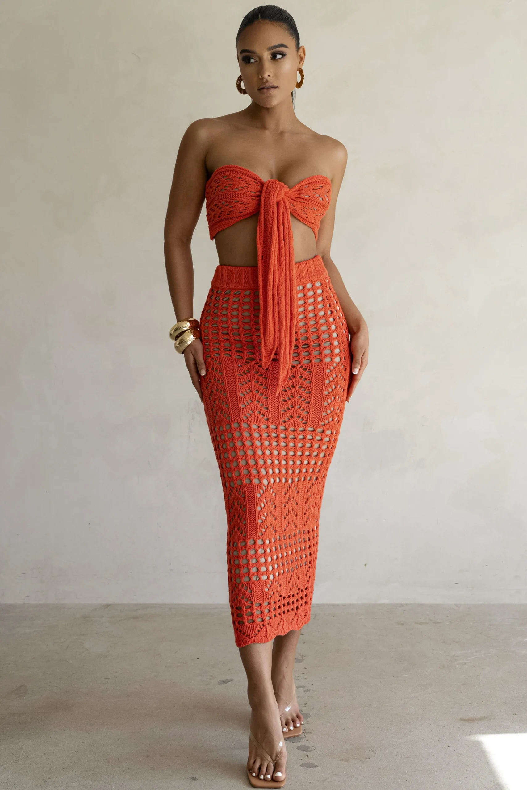 JLUXLABEL Coral Caribbean Skies Skirt Set