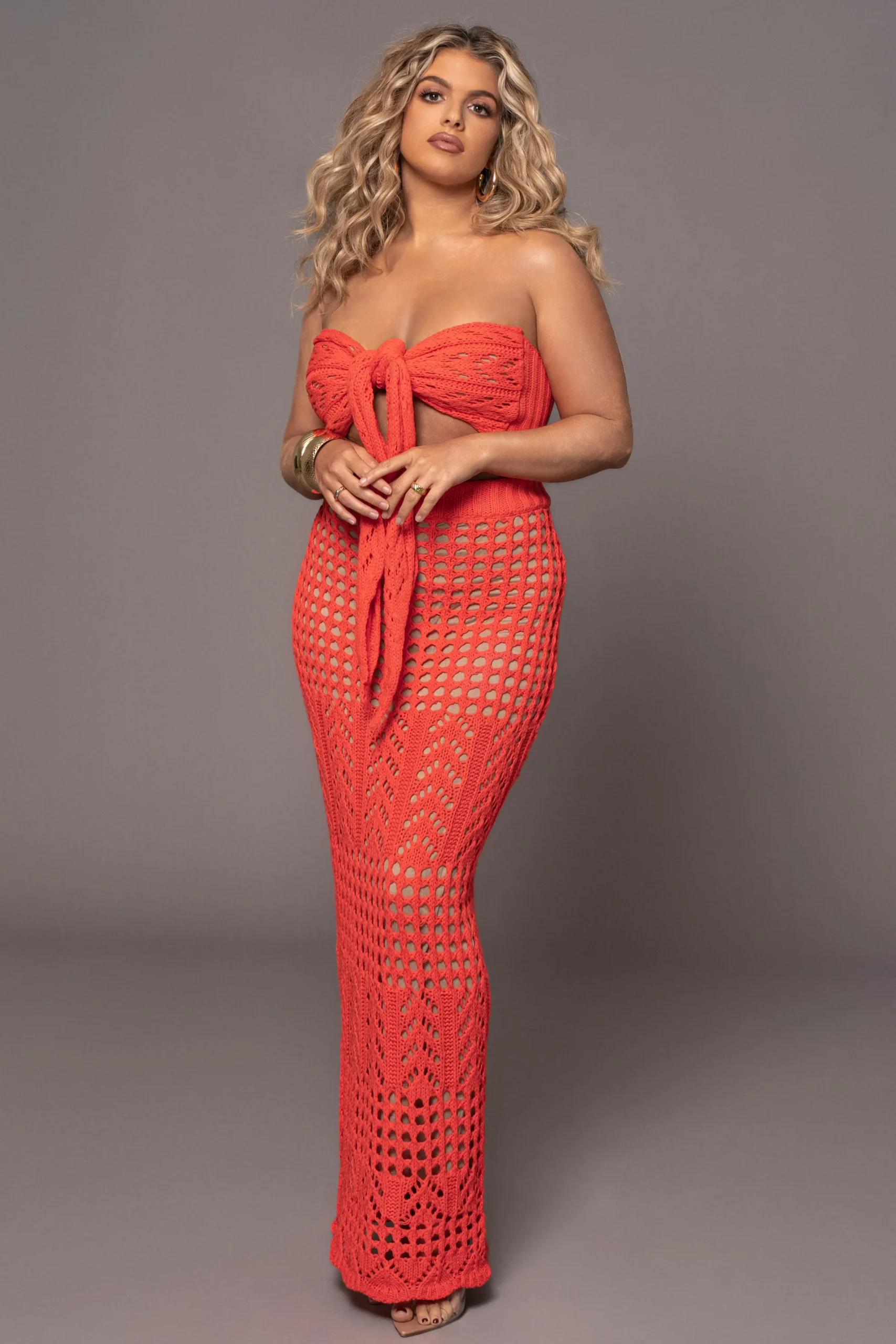 JLUXLABEL Coral Caribbean Skies Skirt Set