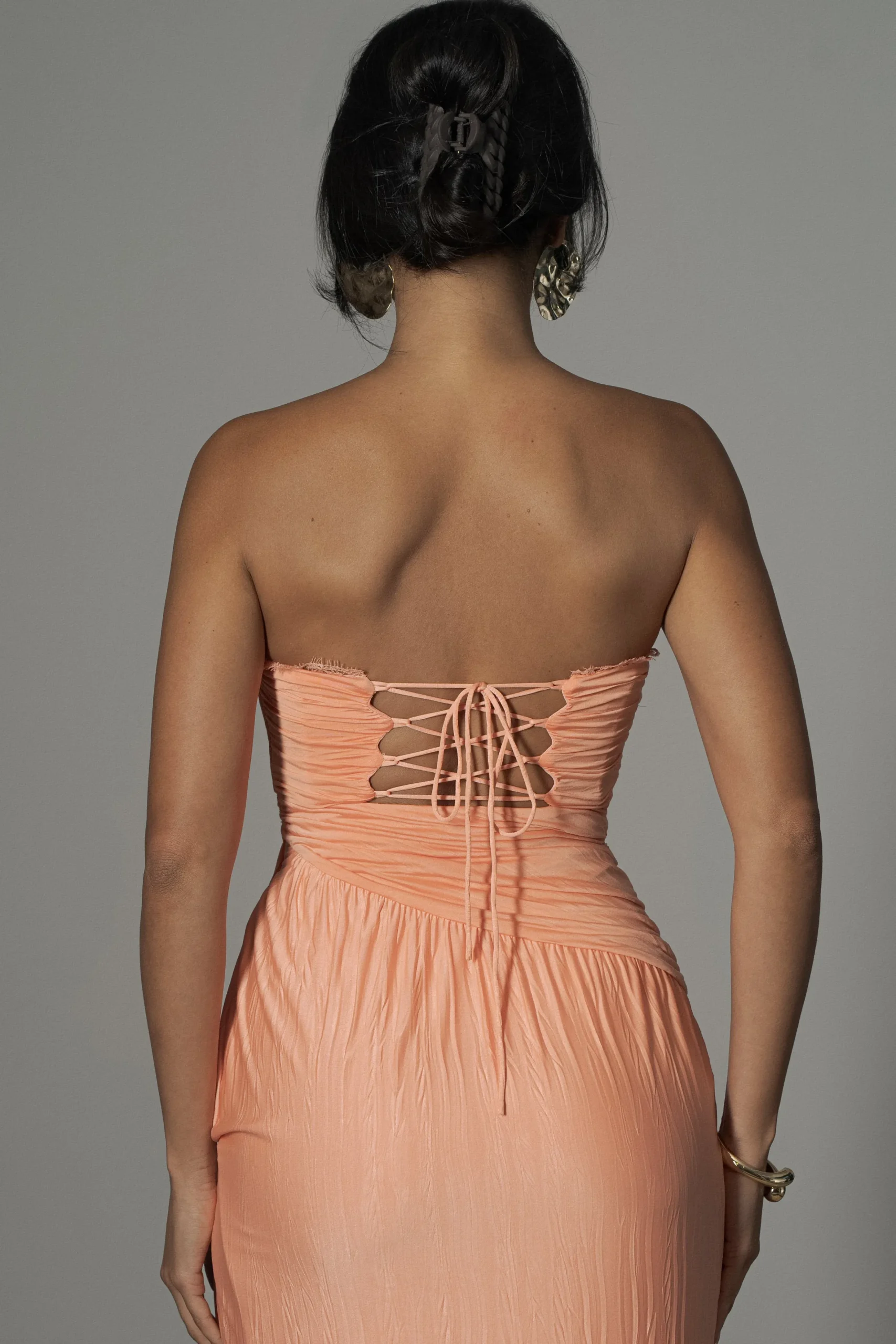 JLUXLABEL Coral Celestial Drape Maxi Dress