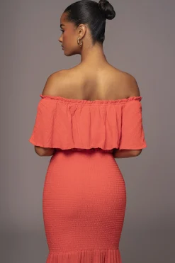 JLUXLABEL Coral Sienna Ruffled Skirt Set