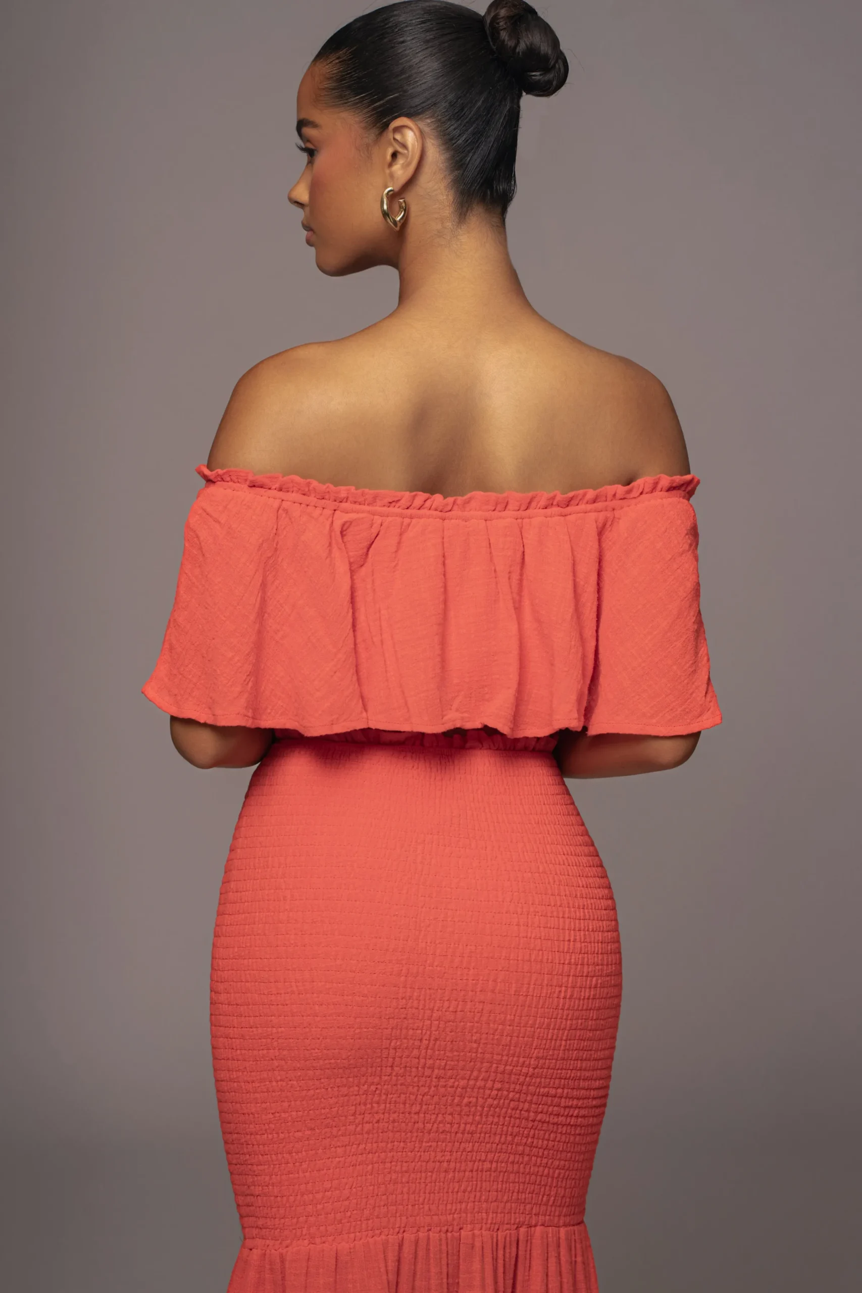 JLUXLABEL Coral Sienna Ruffled Skirt Set