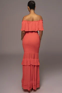 JLUXLABEL Coral Sienna Ruffled Skirt Set