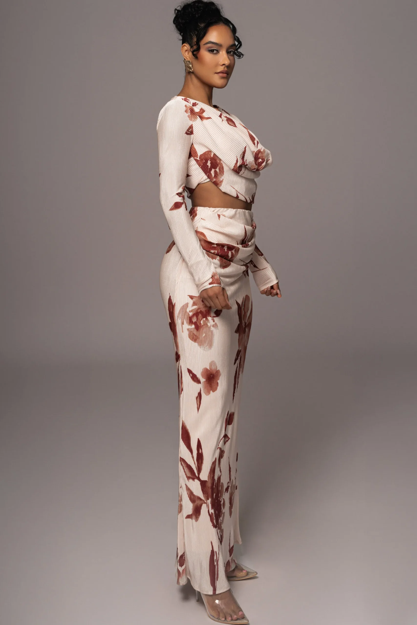 JLUXLABEL Cream Floral Haidyn Skirt Set