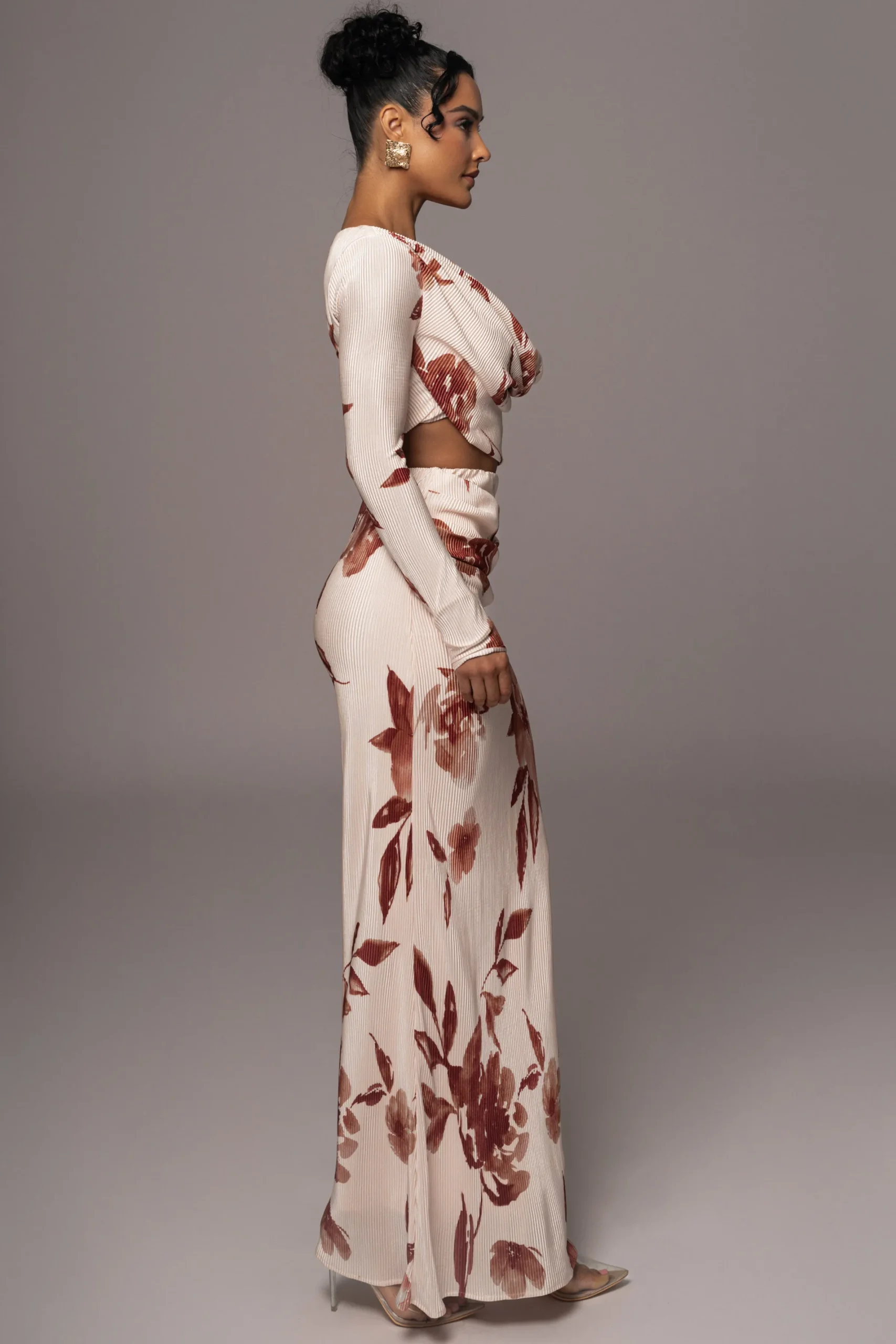 JLUXLABEL Cream Floral Haidyn Skirt Set