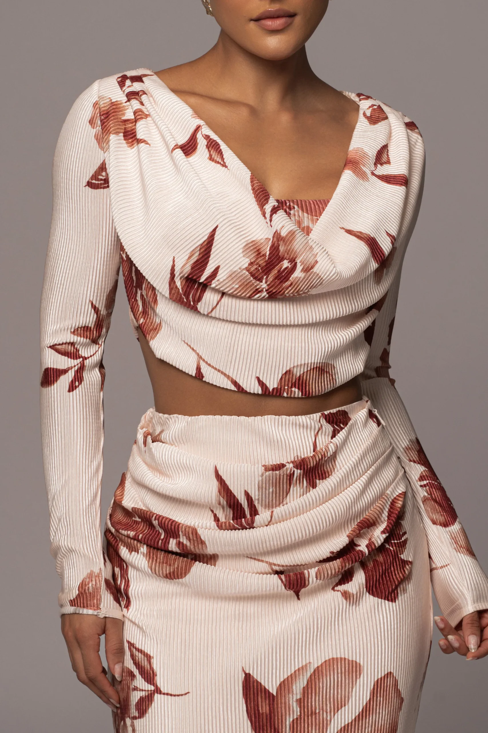 JLUXLABEL Cream Floral Haidyn Skirt Set