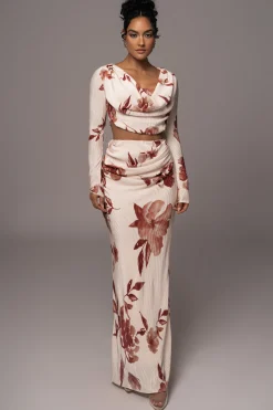 JLUXLABEL Cream Floral Haidyn Skirt Set