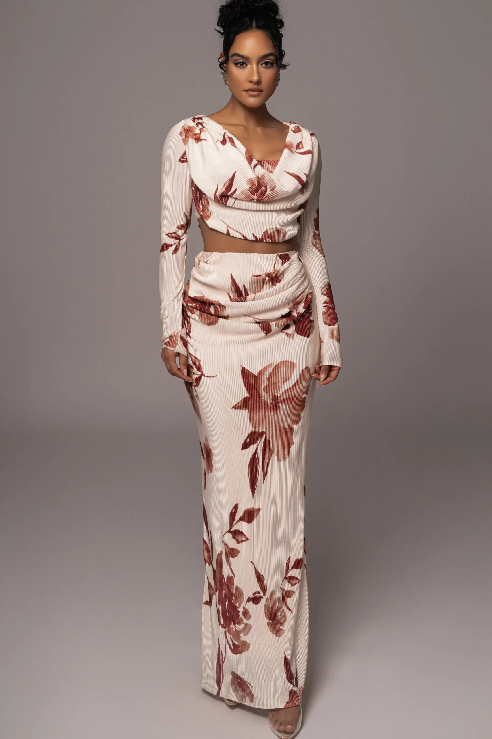 JLUXLABEL Cream Floral Haidyn Skirt Set