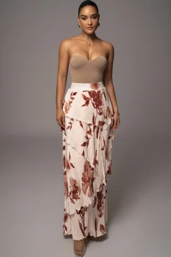 JLUXLABEL Cream Floral Kamira Tiered Skirt