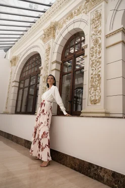 JLUXLABEL Cream Floral Kamira Tiered Skirt