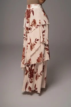 JLUXLABEL Cream Floral Kamira Tiered Skirt