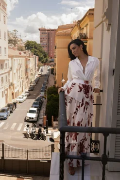 JLUXLABEL Cream Floral Kamira Tiered Skirt