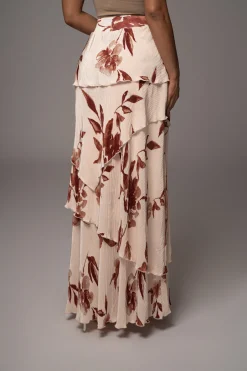 JLUXLABEL Cream Floral Kamira Tiered Skirt