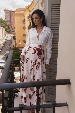 JLUXLABEL Cream Floral Kamira Tiered Skirt