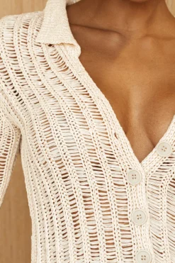 JLUXLABEL Cream Follow The Sun Crochet Top