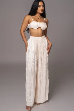 JLUXLABEL Cream Lets Get Away Satin Pant Set