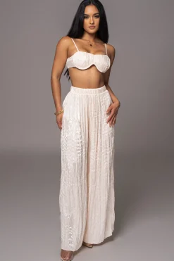 JLUXLABEL Cream Lets Get Away Satin Pant Set