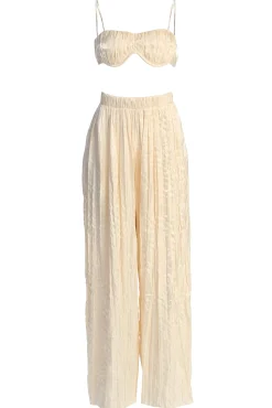 JLUXLABEL Cream Lets Get Away Satin Pant Set